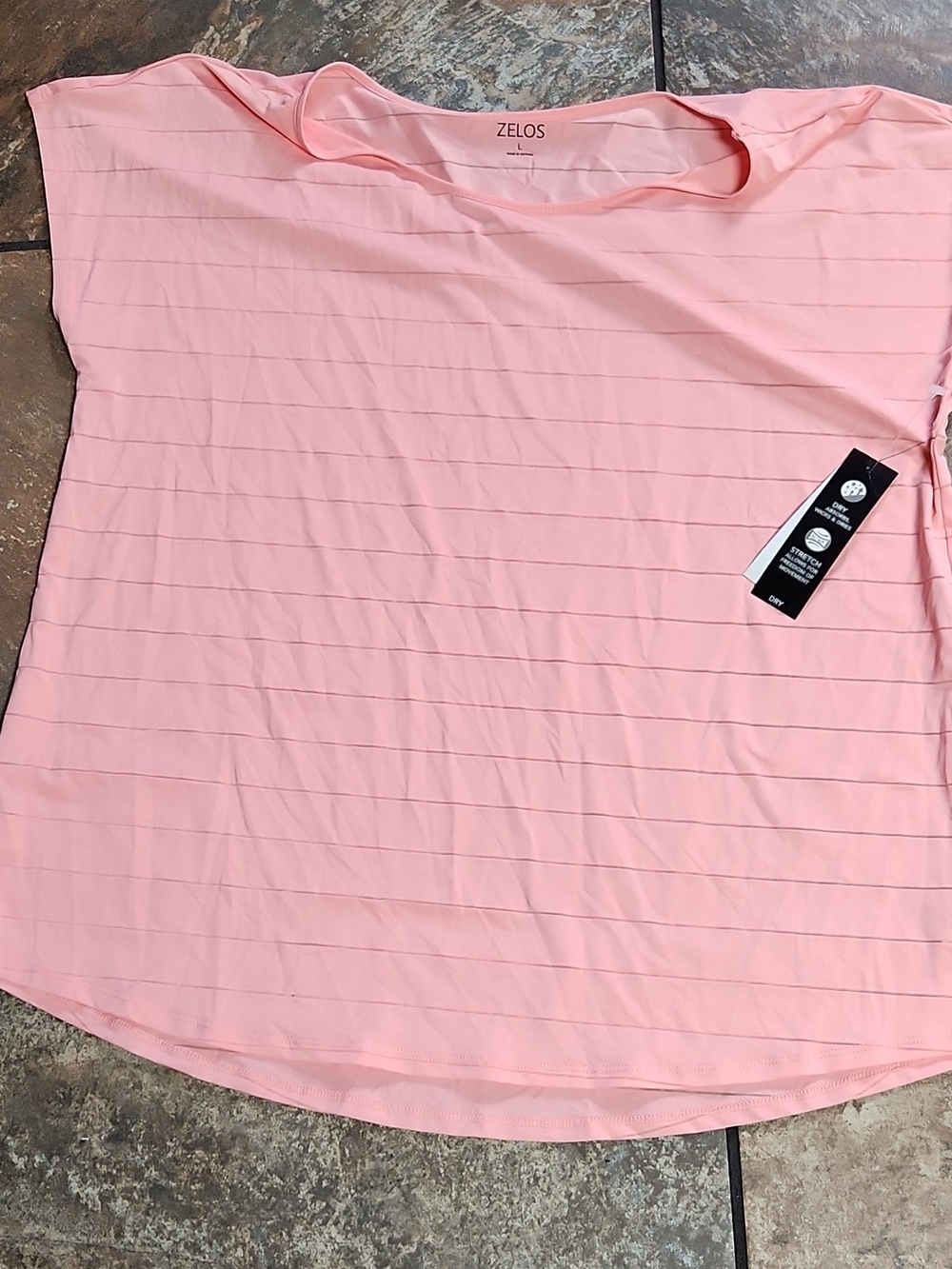 ZELOS Soft Pink Striped Active Top